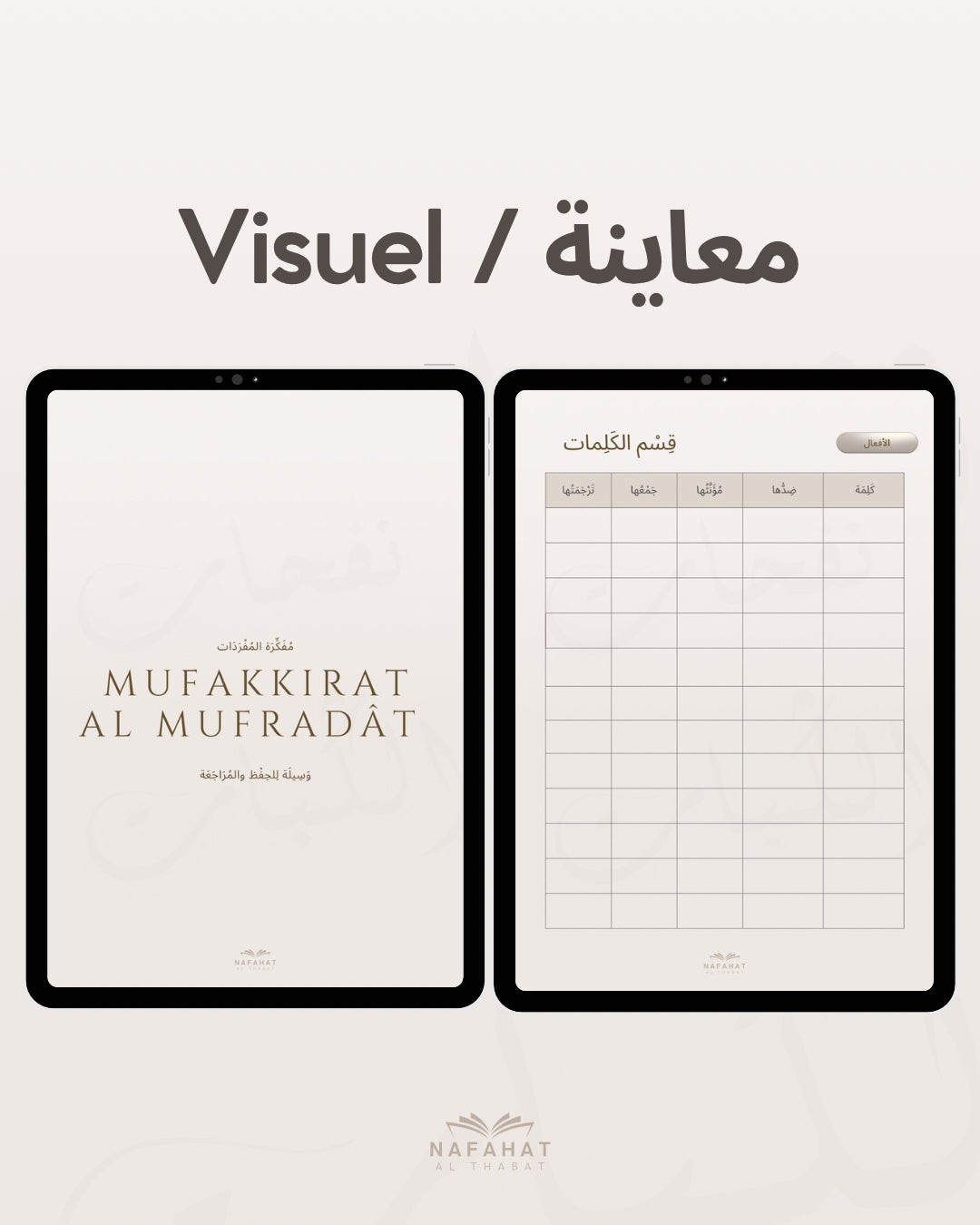 Planer de vocabulaire interactif - Arabe & Français