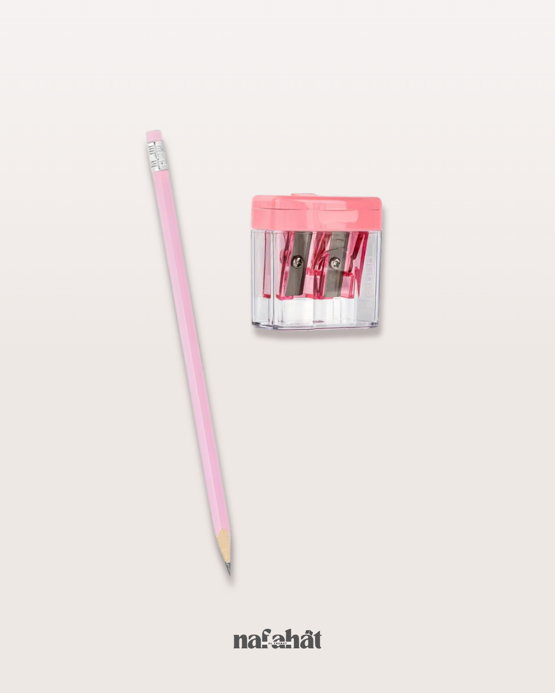 Set crayon à papier et taille-crayon roses (gomme au choix)