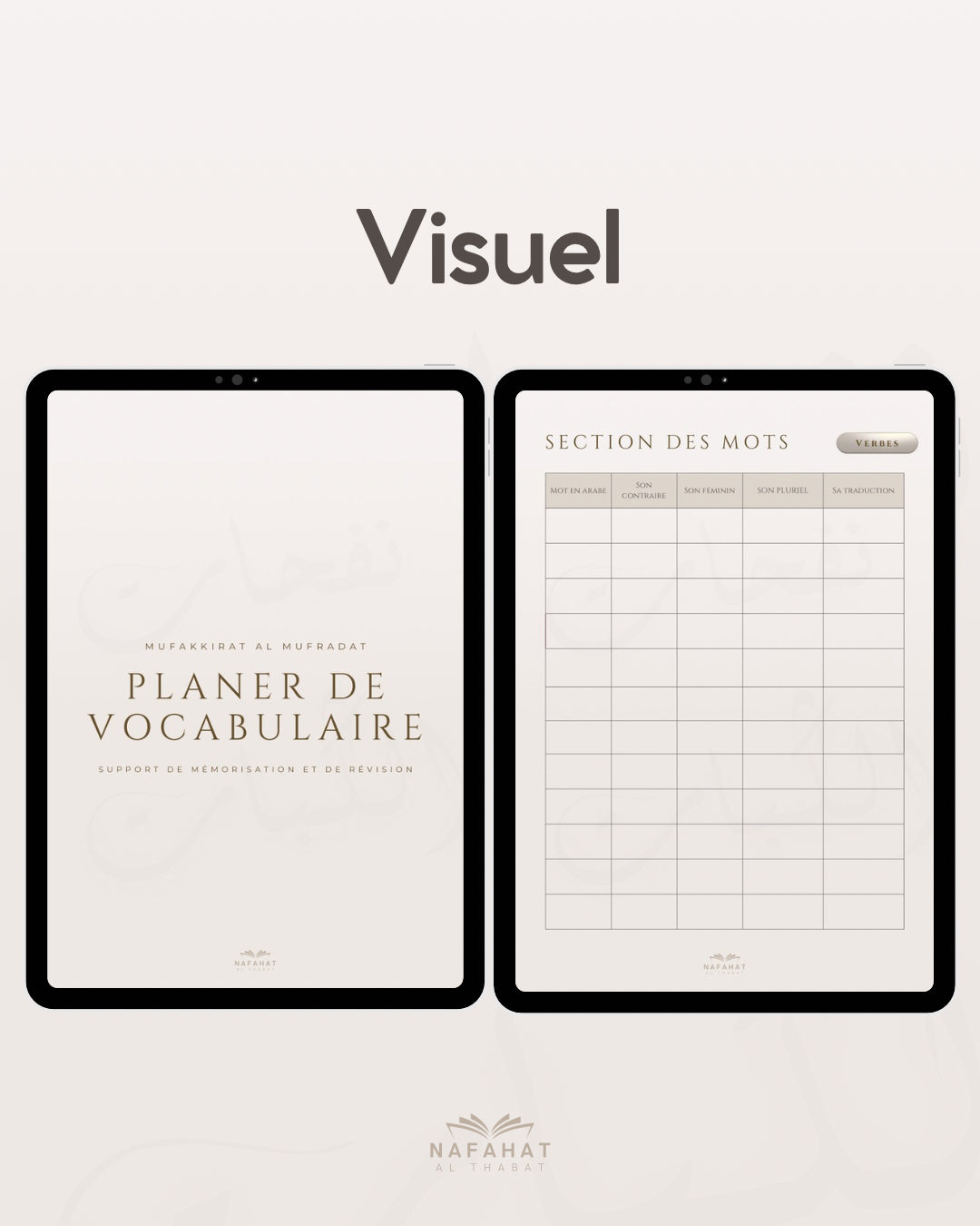 Planer de vocabulaire interactif - Arabe & Français