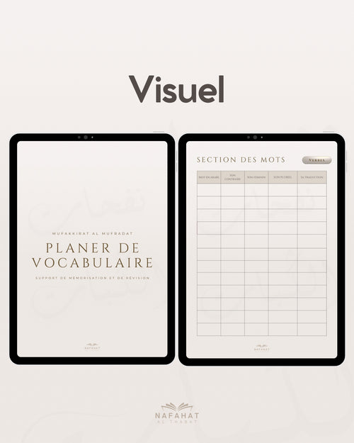 Planer de vocabulaire interactif - Arabe & Français